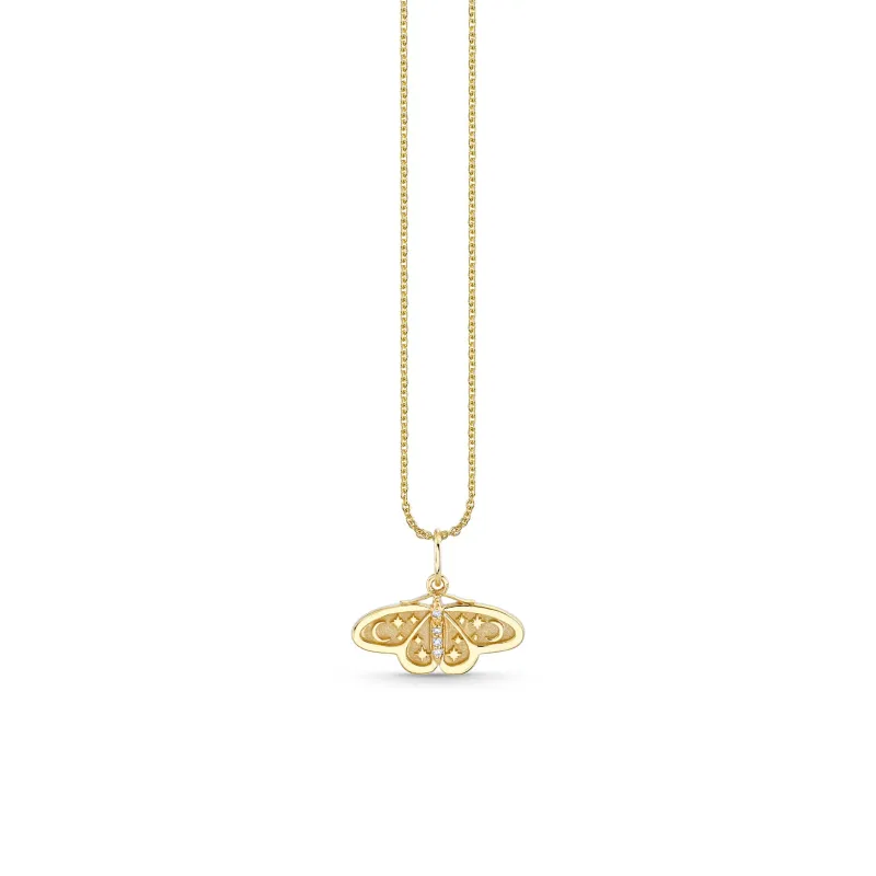 Gold & Diamond Small Celestial Moth Charm made by Sydney Evan