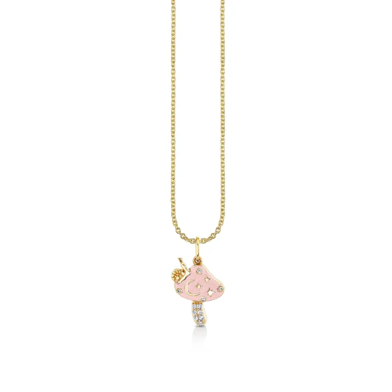 Gold & Diamond Celestial Mushroom Charm made by Sydney Evan
