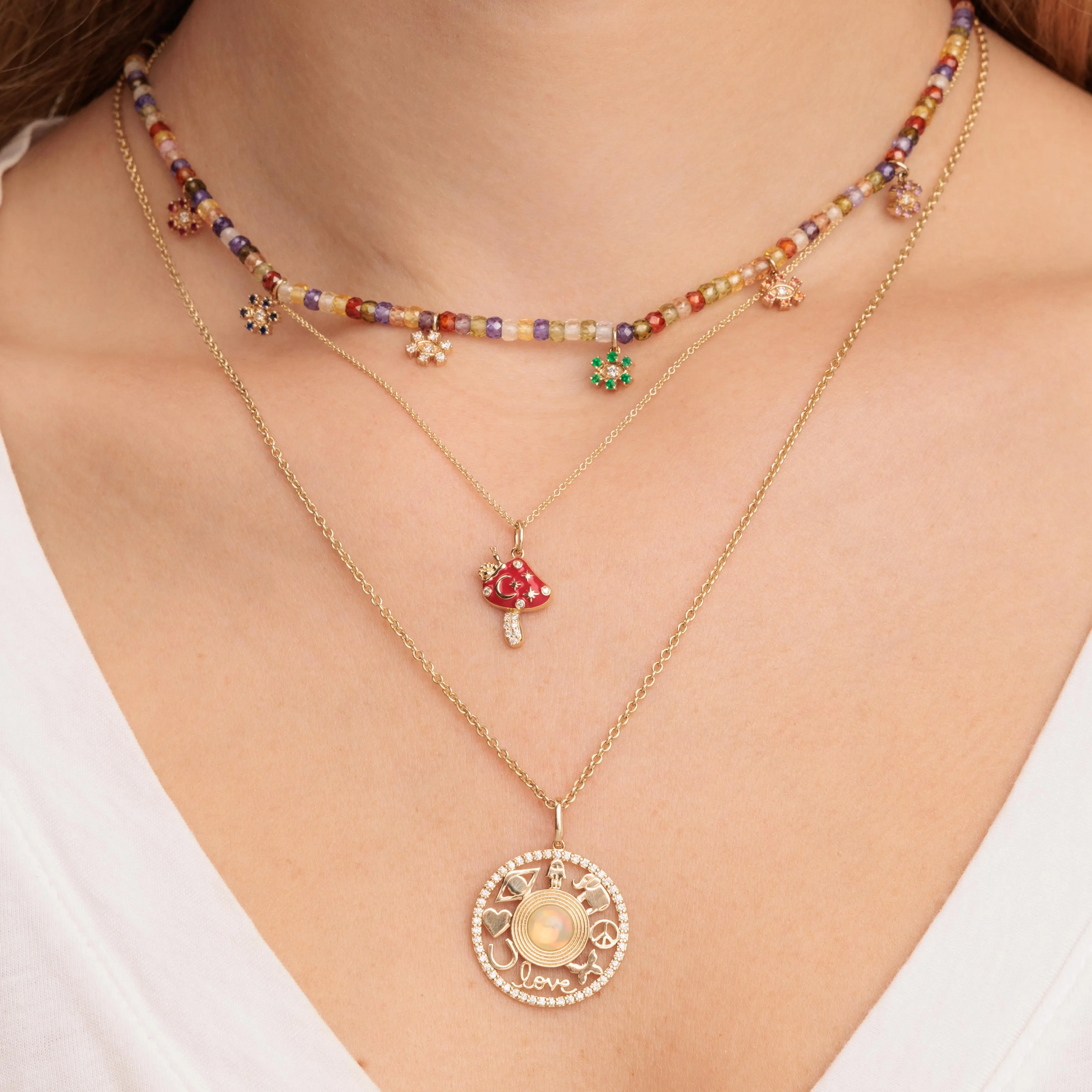 Gold & Diamond Celestial Mushroom Charm sold by Sydney Evan product image thumbnail 2