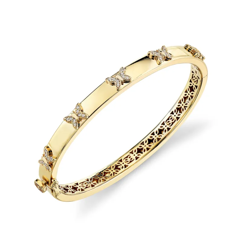 Gold & Diamond Butterfly Bangle made by Sydney Evan