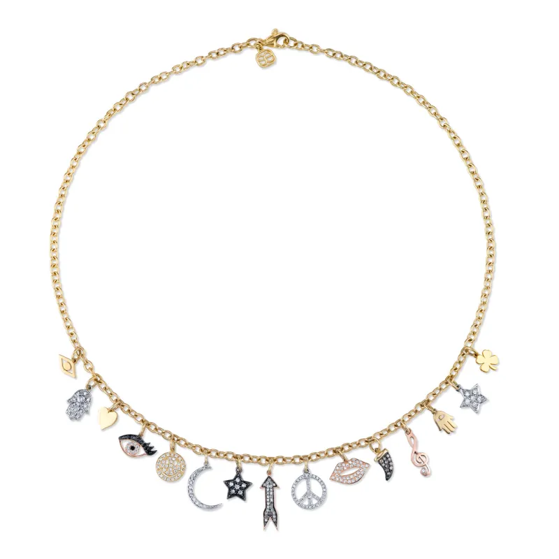 Gold & Diamond Multi-Charm Necklace made by Sydney Evan