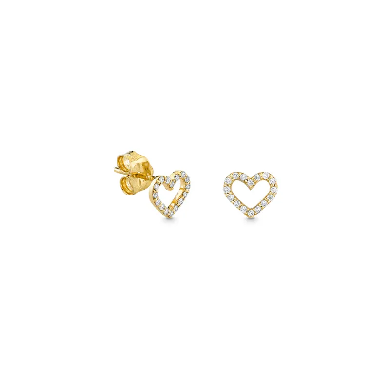 Gold & Diamond Open Heart Stud made by Sydney Evan