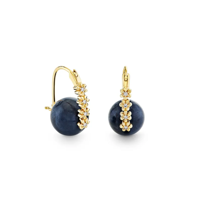 Gold & Diamond Tiny Daisy Sapphire Earrings made by Sydney Evan