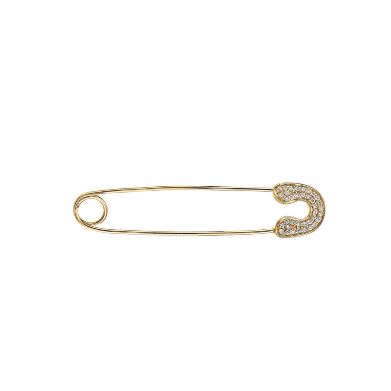 Gold & Diamond Safety Pin Brooch made by Sydney Evan