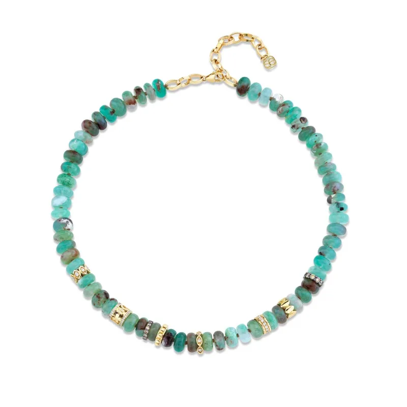 Gold & Diamond Multi-Rondelle Aquaprase Necklace made by Sydney Evan