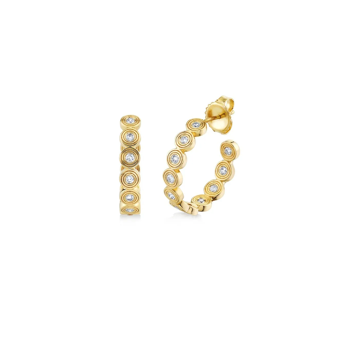 Gold & Diamond Fluted Medium Hoops sold by Sydney Evan