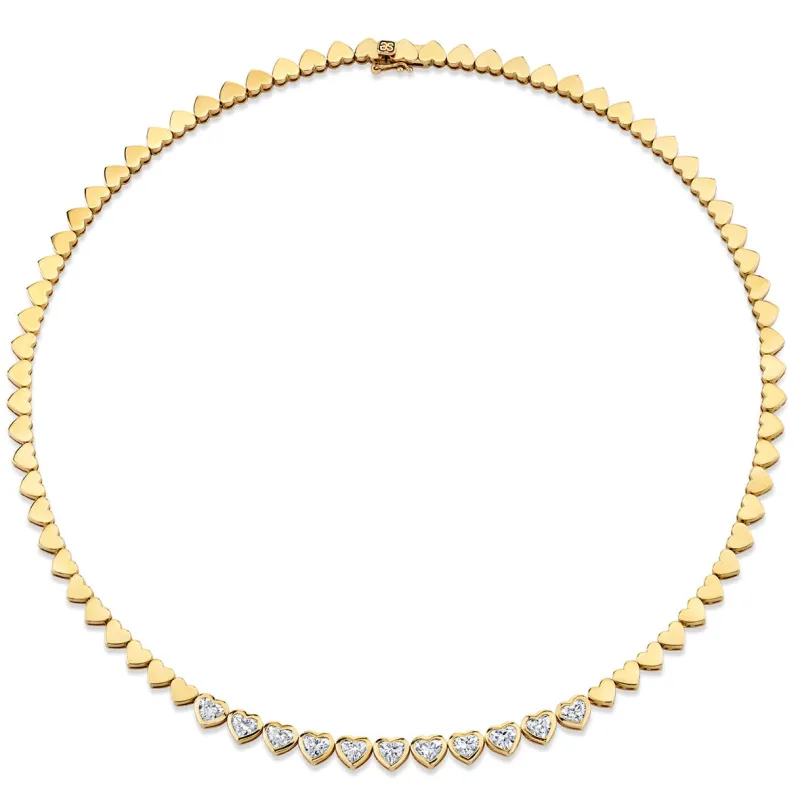 Gold & Heart Diamond Eternity Necklace made by Sydney Evan