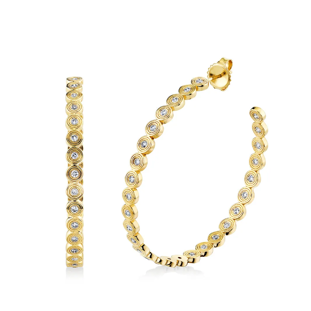 Gold & Diamond Fluted Extra Large Hoops sold by Sydney Evan