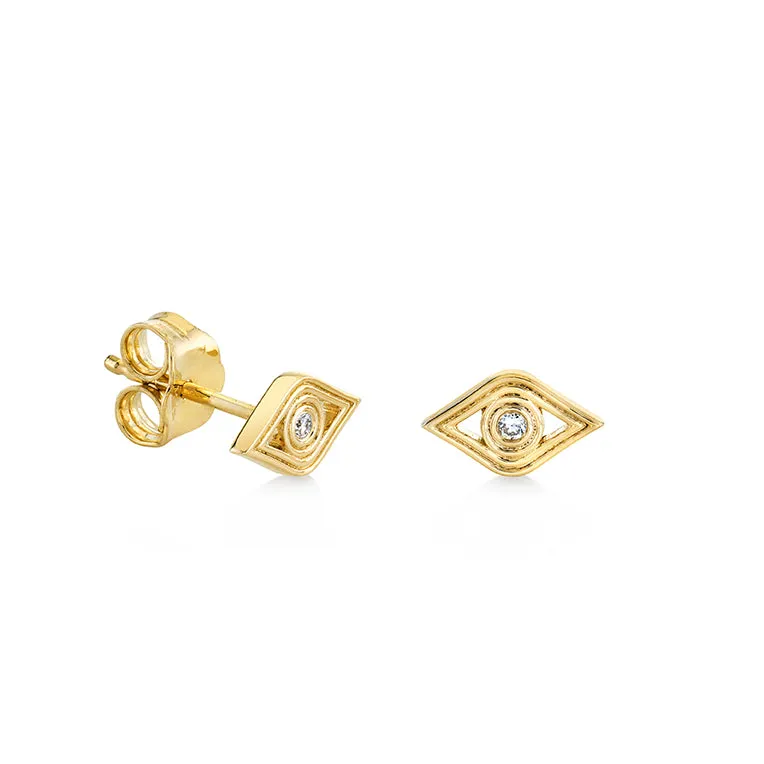 Gold & Diamond Fluted Eye Stud sold by Sydney Evan