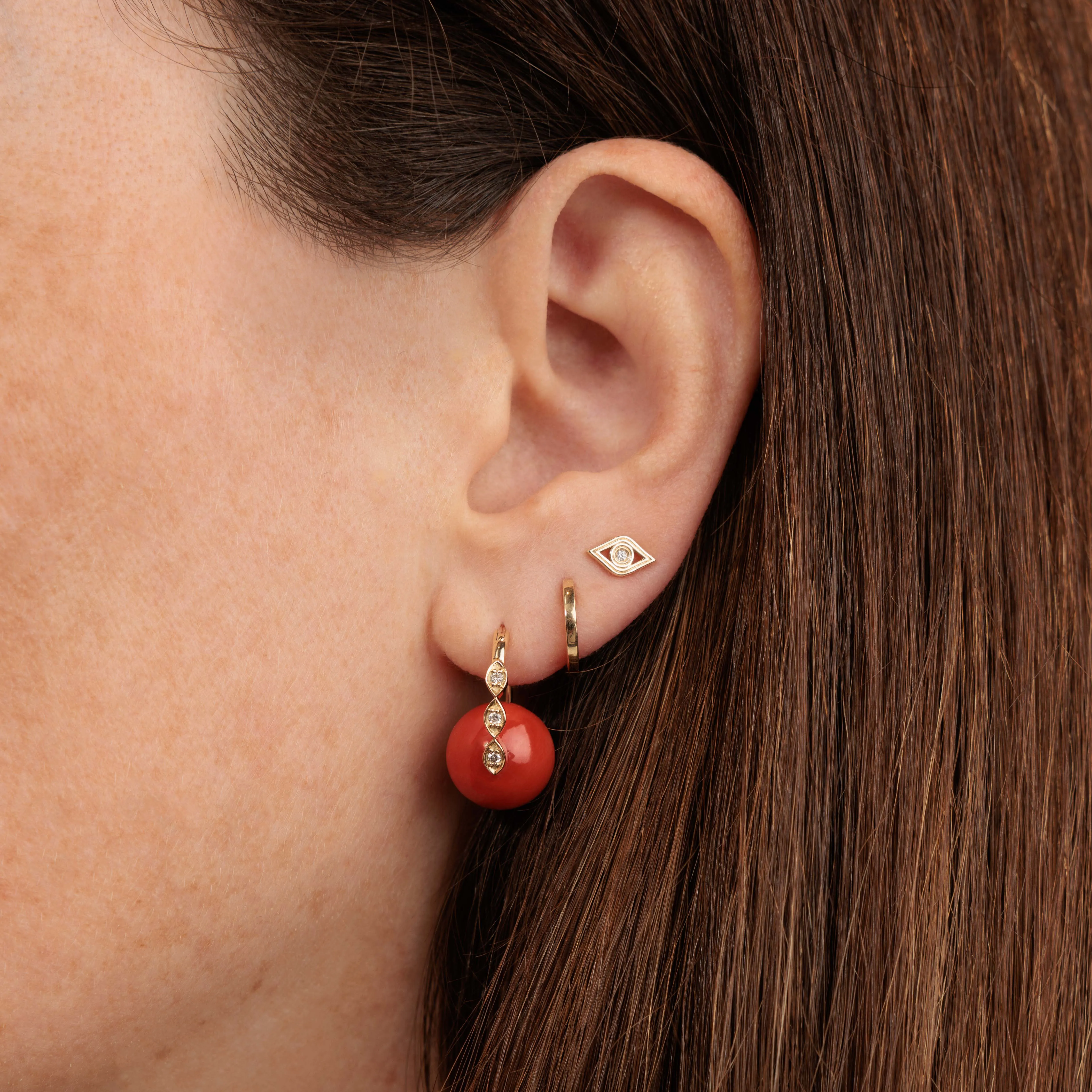 Gold & Diamond Fluted Eye Stud sold by Sydney Evan product image thumbnail 2