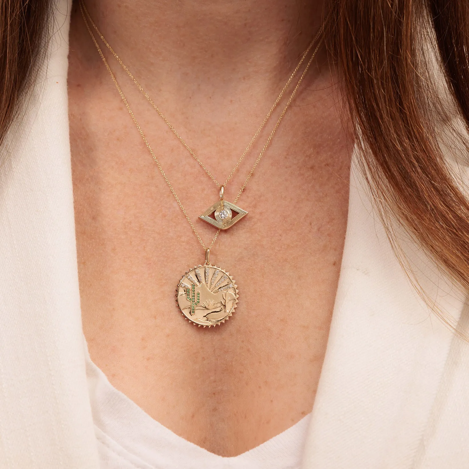 Gold & Diamond Fluted Eye Charm sold by Sydney Evan product image thumbnail 2