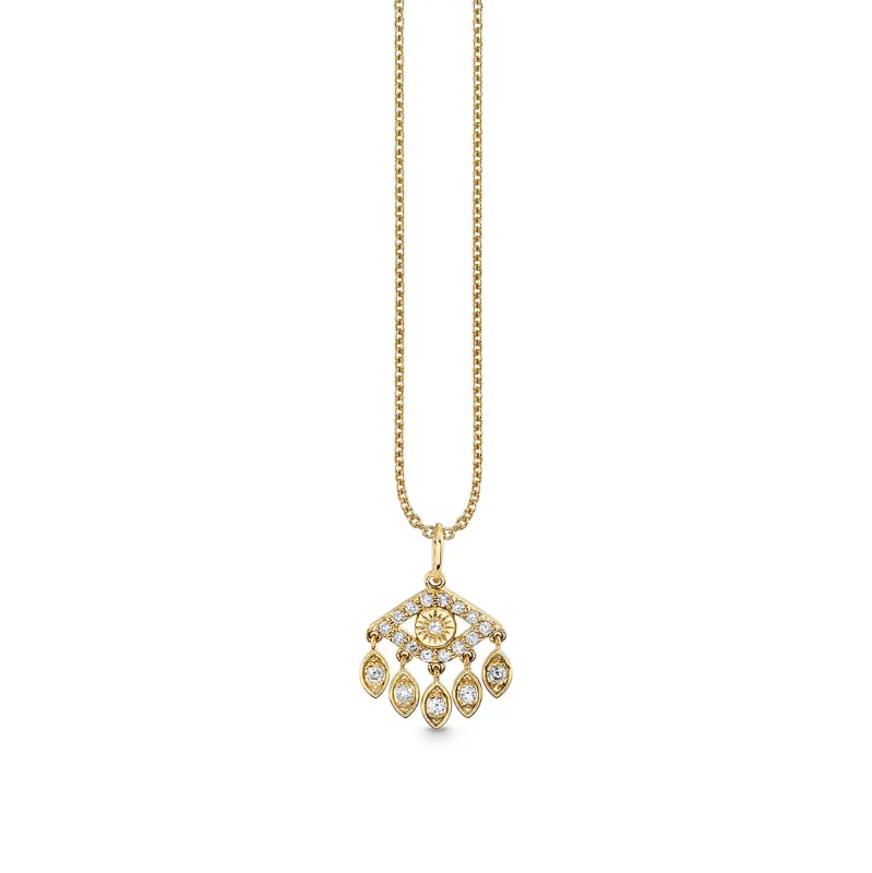 Gold & Diamond Small Eye With Marquise Eye Fringes Charm made by Sydney Evan
