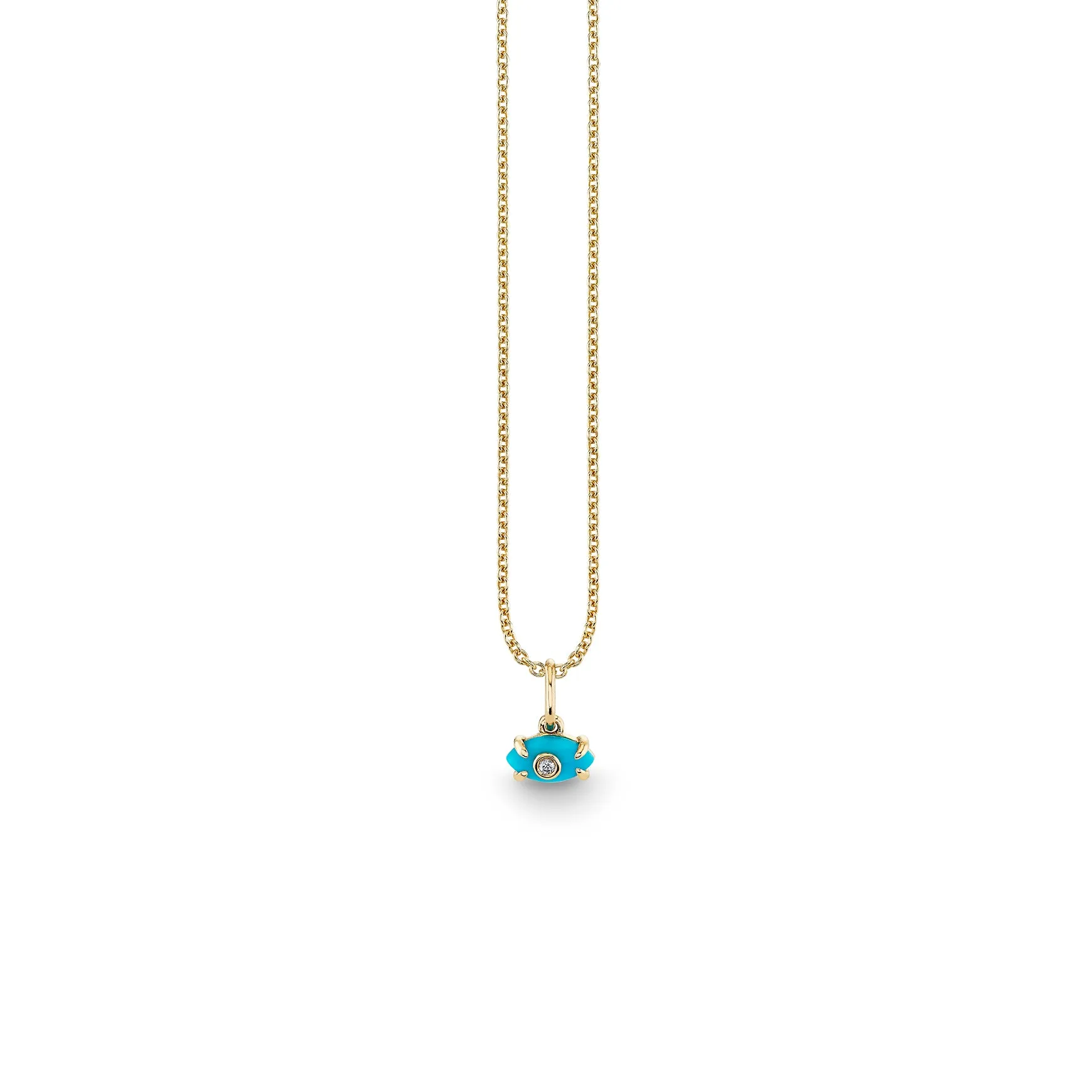 Gold & Diamond Tiny Carved Stone Eye Charm sold by Sydney Evan product image thumbnail 4