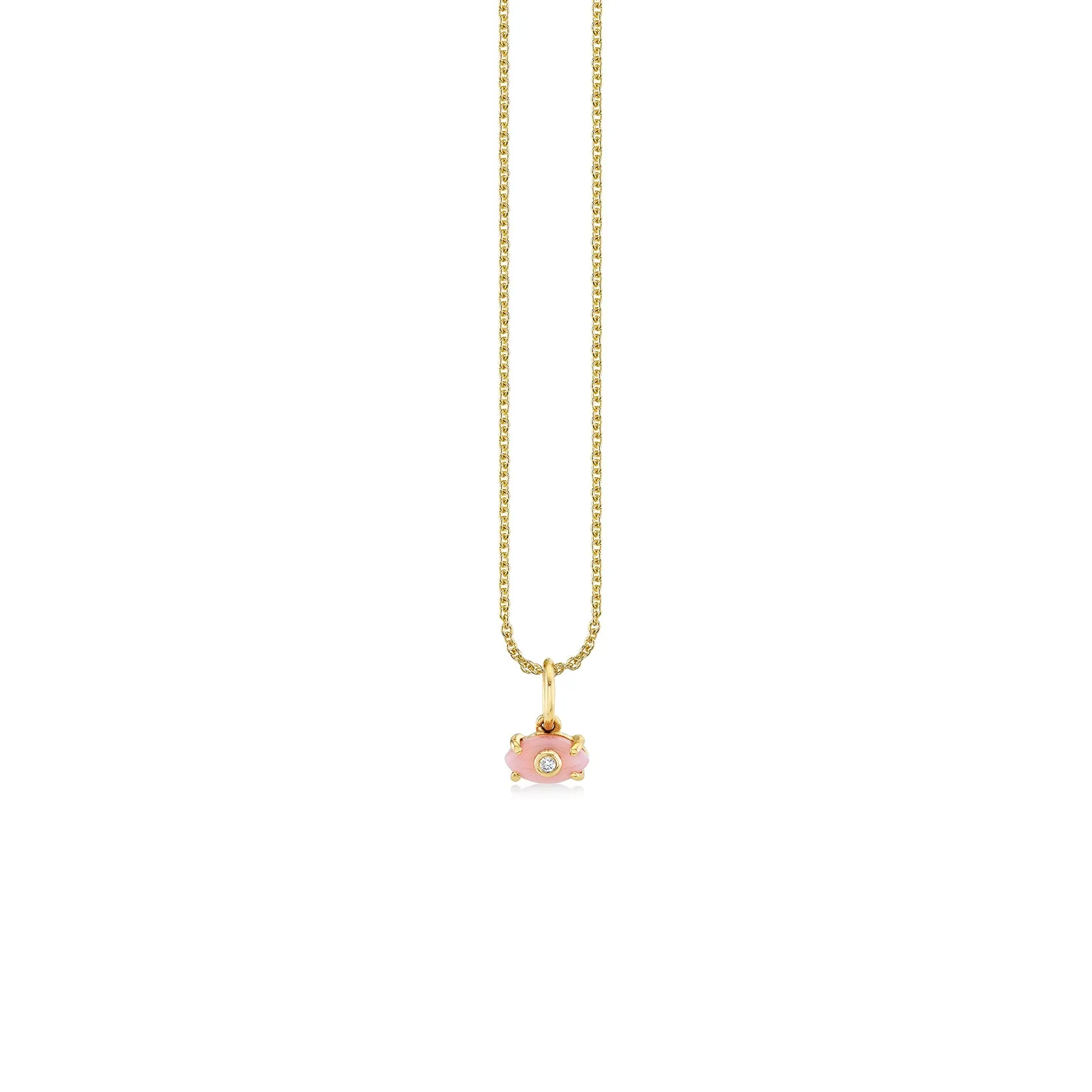 Gold & Diamond Tiny Carved Stone Eye Charm sold by Sydney Evan product image thumbnail 3