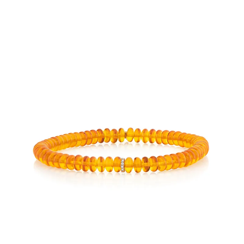 Gold & Diamond Rondelle on Amber made by Sydney Evan