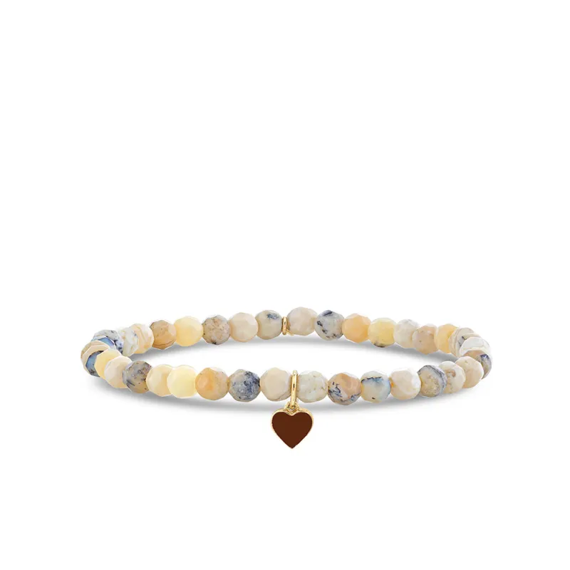 Gold & Enamel Tiny Heart on African Opal made by Sydney Evan