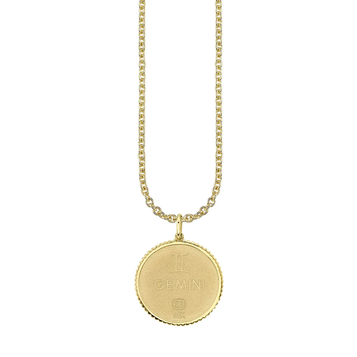 Gold & Diamond Large Gemini Zodiac Medallion sold by Sydney Evan product image thumbnail 3