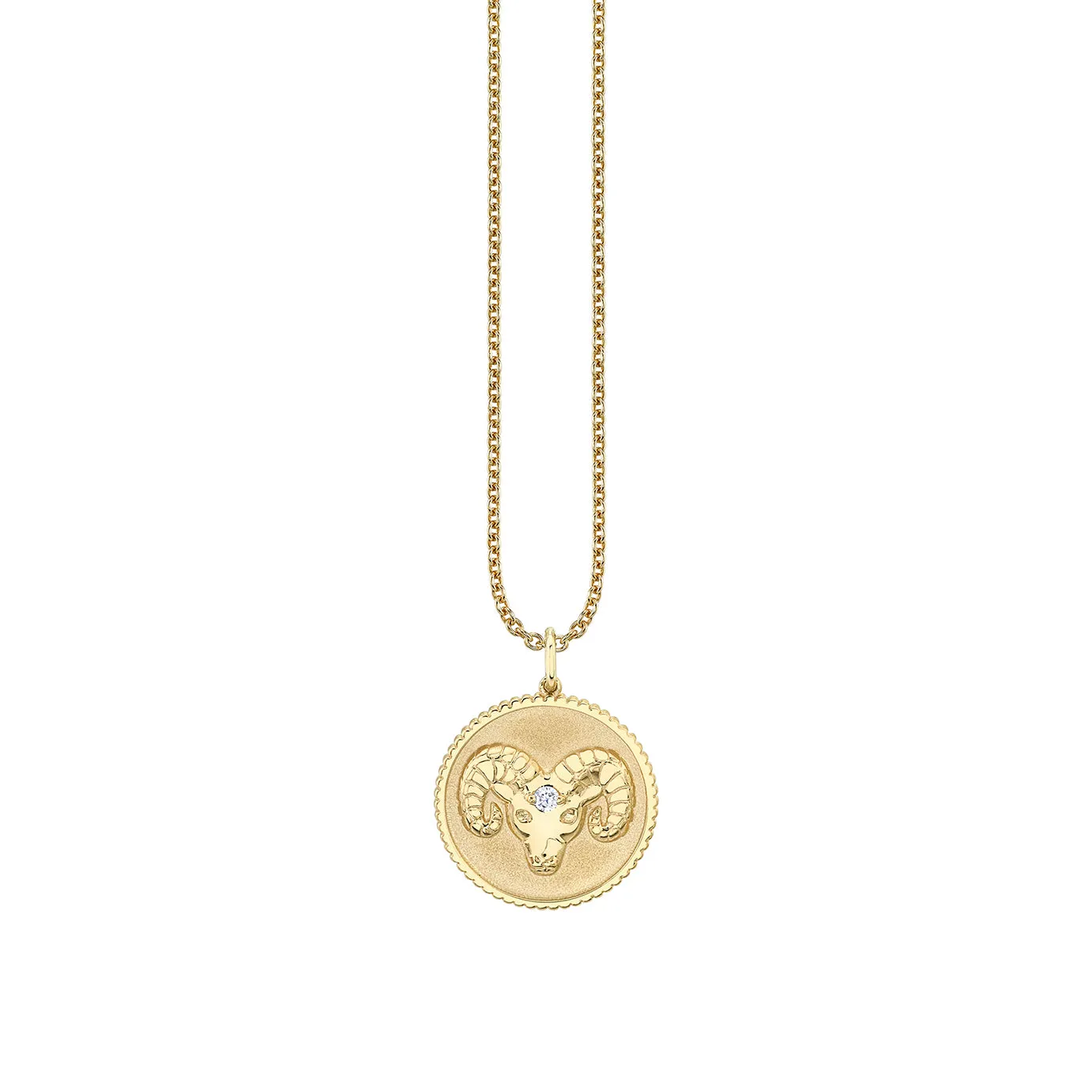 Gold & Diamond Large Aries Zodiac Medallion sold by Sydney Evan