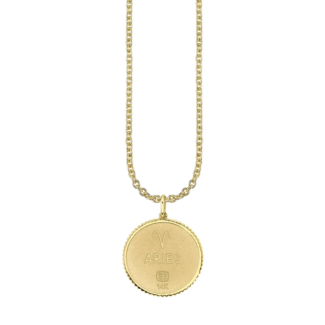Gold & Diamond Large Aries Zodiac Medallion sold by Sydney Evan product image thumbnail 3