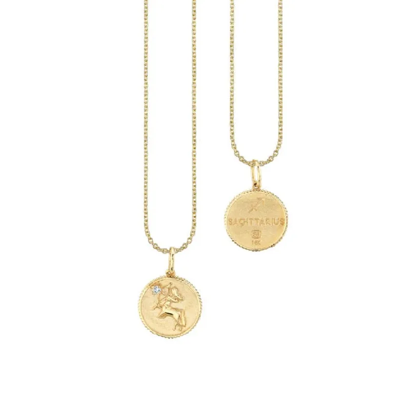 Gold & Diamond Sagittarius Zodiac Medallion made by Sydney Evan