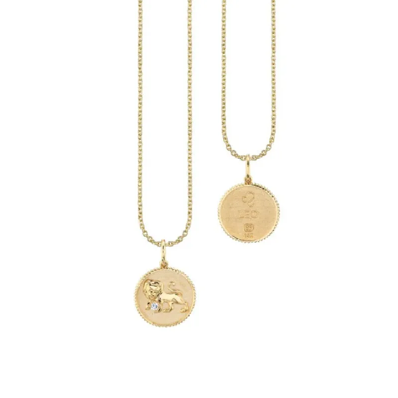 Gold & Diamond Leo Zodiac Medallion made by Sydney Evan