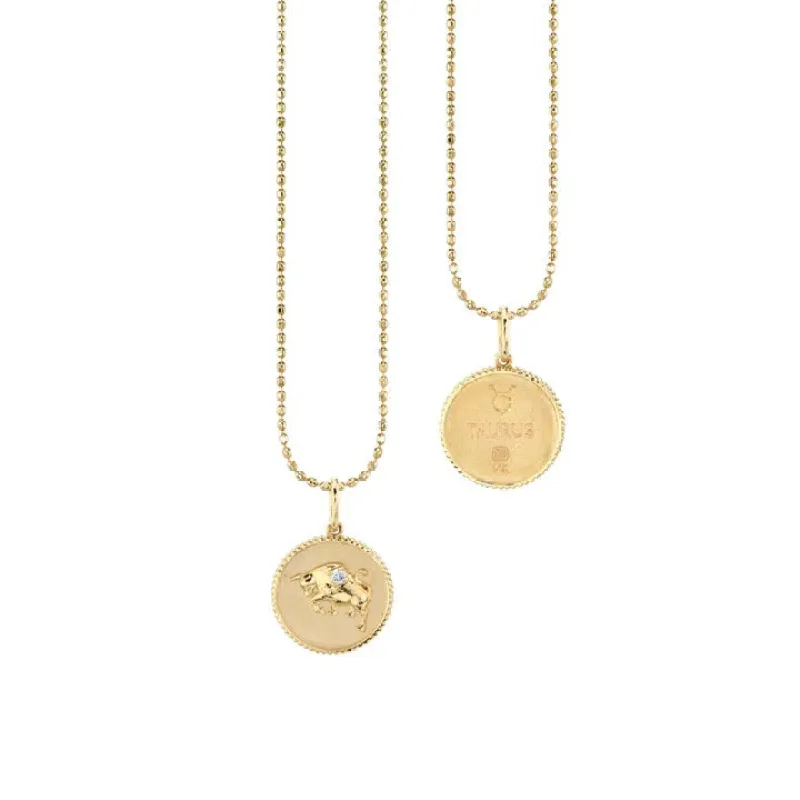 Gold & Diamond Taurus Zodiac Medallion made by Sydney Evan