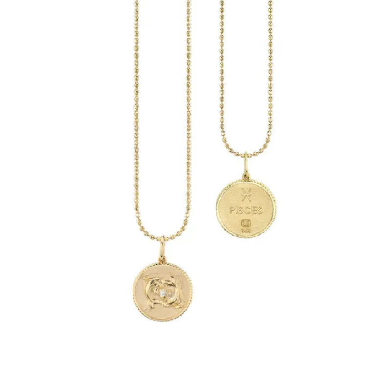 Gold & Diamond Pisces Zodiac Medallion made by Sydney Evan