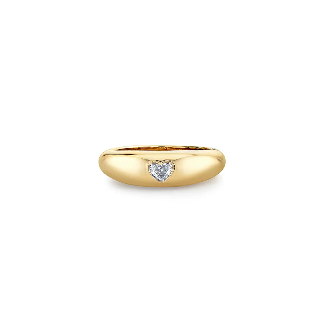 Gold & Diamond Heart Shape Puffy Ring sold by Sydney Evan product image thumbnail 3