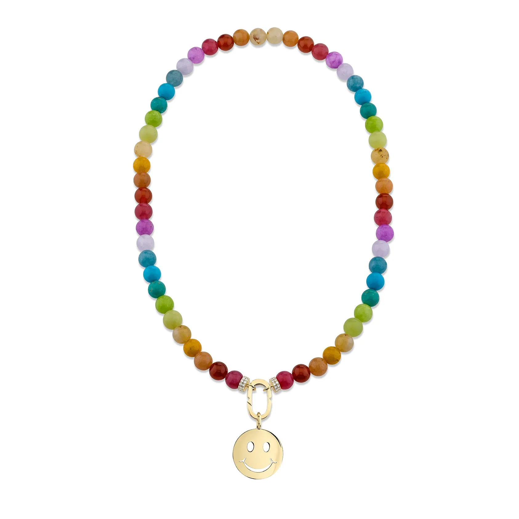 Pure Gold Large Happy Face Rainbow Jade Necklace sold by Sydney Evan product image thumbnail 2