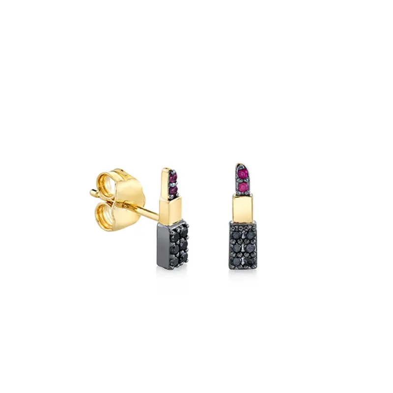 Gold & Diamond Lipstick Stud made by Sydney Evan