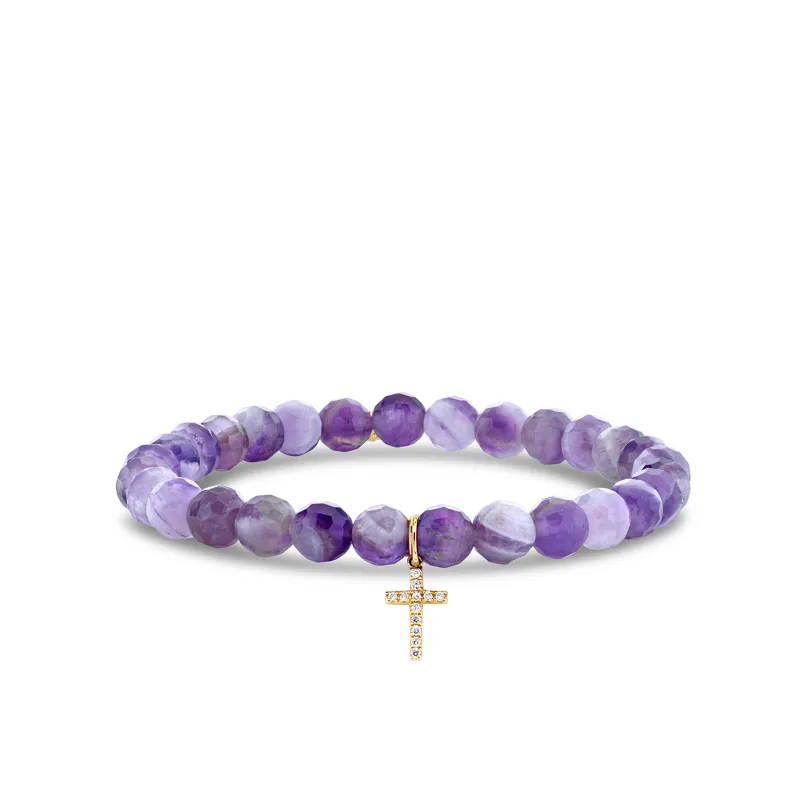 Gold & Diamond Cross on Amethyst made by Sydney Evan