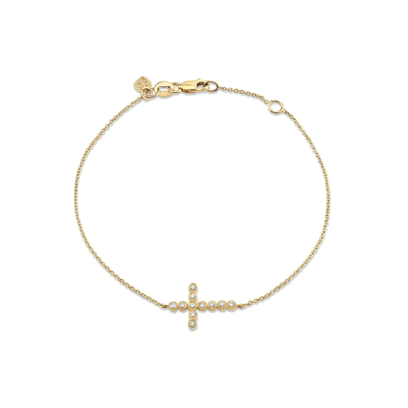 Gold & Diamond Cross Bracelet made by Sydney Evan