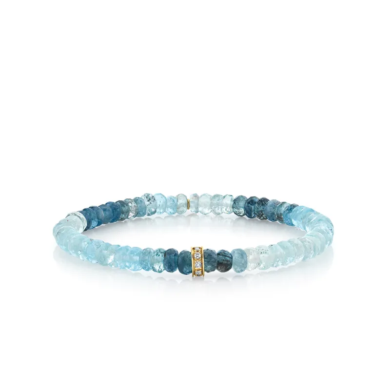 Gold & Diamond Rondelle on Aqua made by Sydney Evan