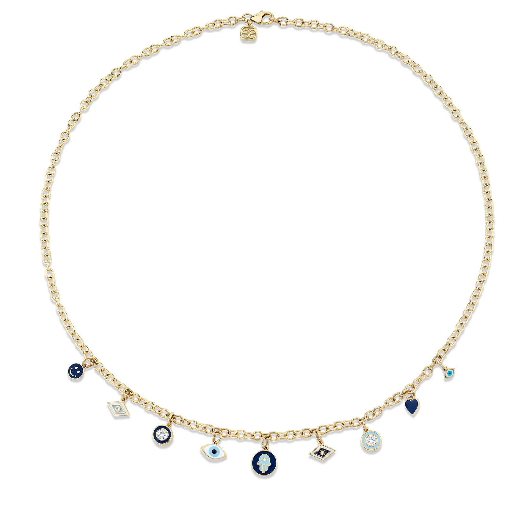 Gold & Diamond Enamel Multi-Charm Necklace sold by Sydney Evan