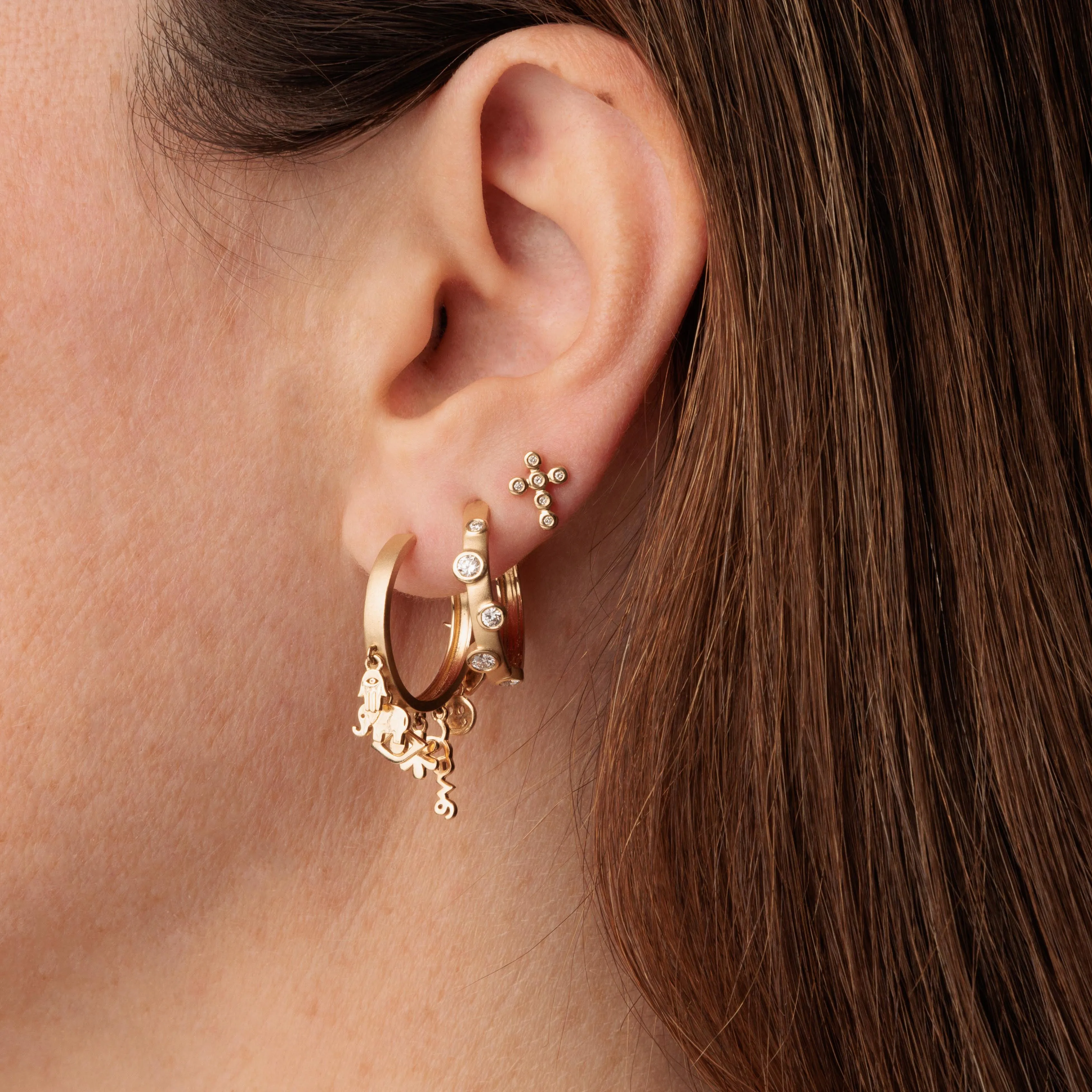 Gold & Diamond Cross Stud sold by Sydney Evan product image thumbnail 2