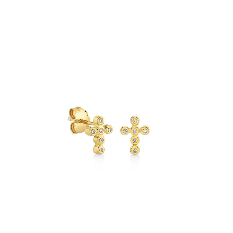 Gold & Diamond Cross Stud made by Sydney Evan