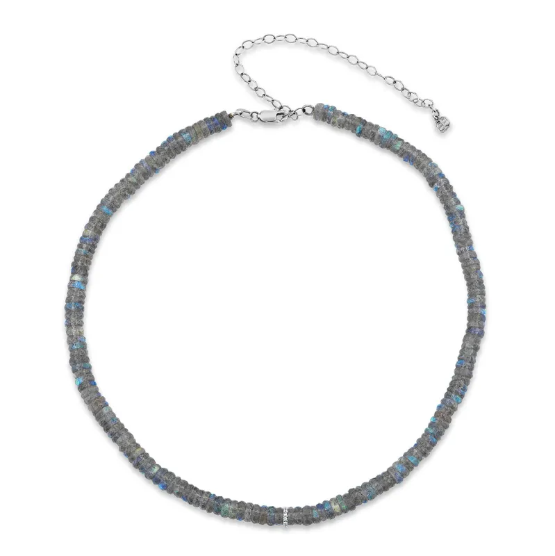 Gold & Diamond Rondelle Labradorite Necklace made by Sydney Evan