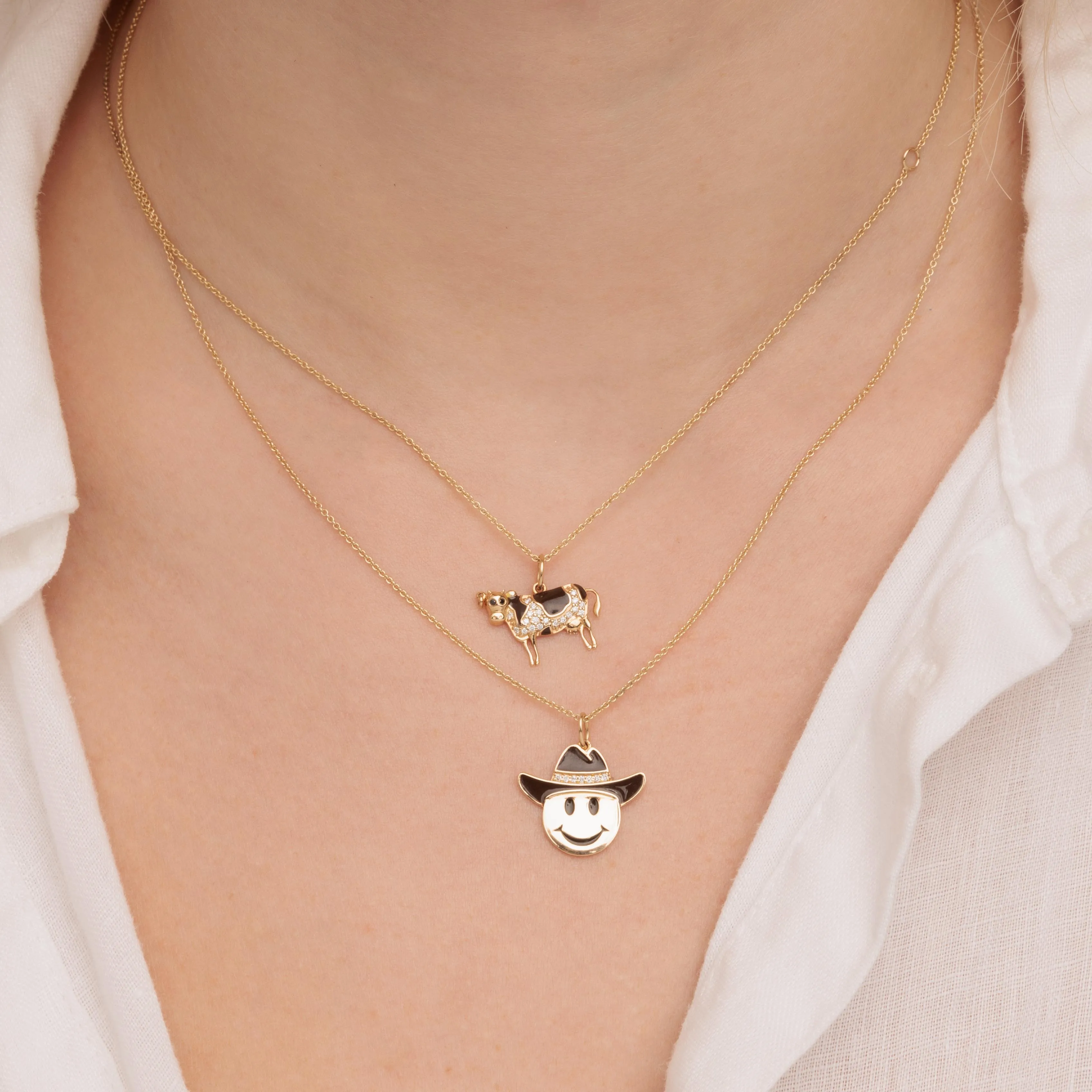 Gold & Diamond Cowboy Happy Face Charm sold by Sydney Evan product image thumbnail 2