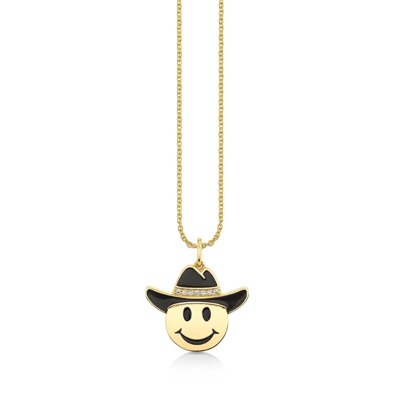 Gold & Diamond Cowboy Happy Face Charm made by Sydney Evan
