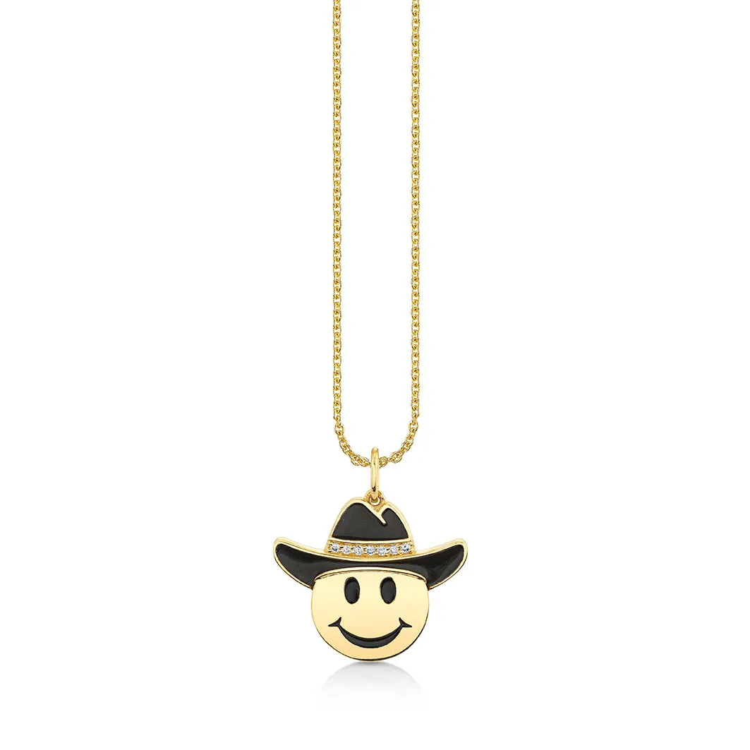 Gold & Diamond Cowboy Happy Face Charm sold by Sydney Evan