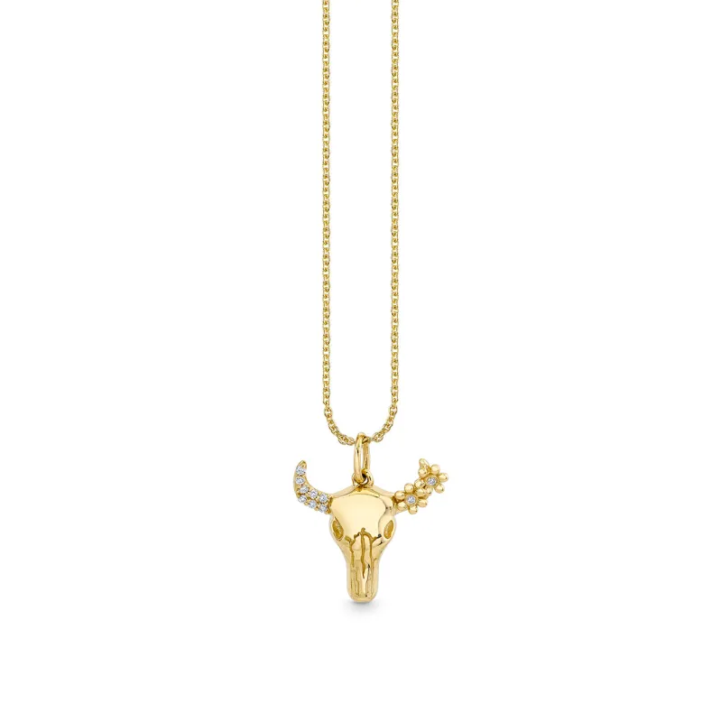 Gold & Diamond Cow Skull Charm made by Sydney Evan