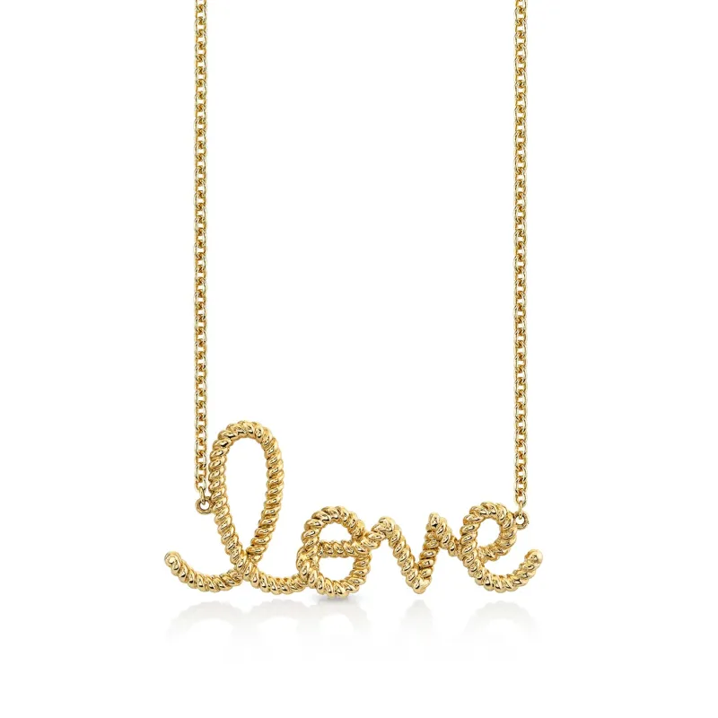 Pure Gold Extra Large Love Script Rope Necklace made by Sydney Evan
