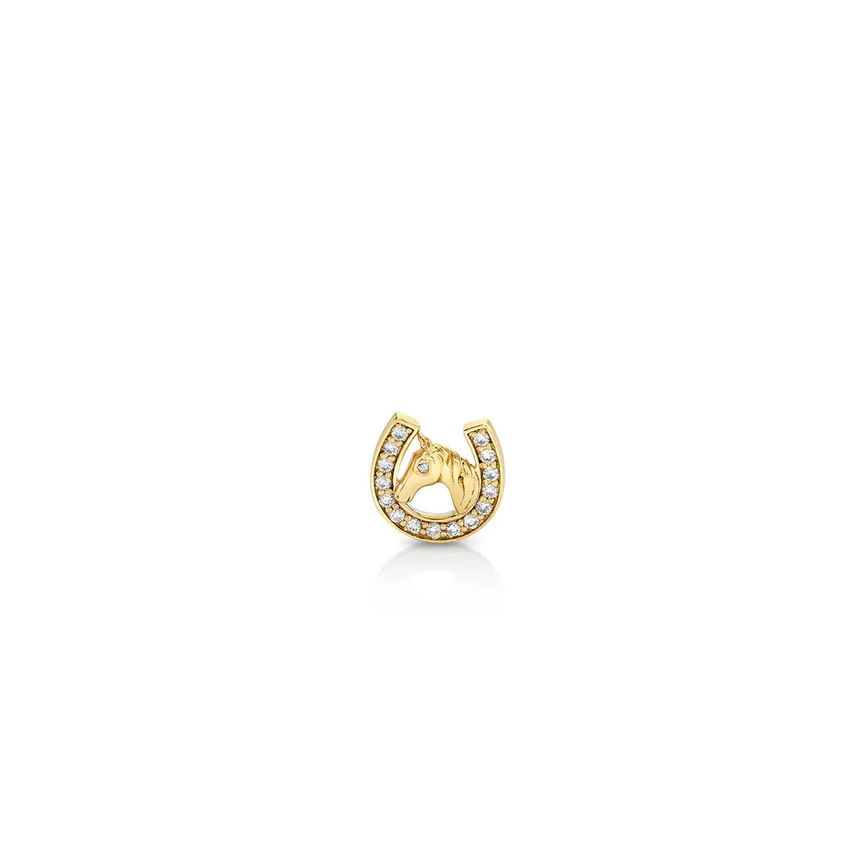Gold & Diamond Horse Horseshoe Stud sold by Sydney Evan product image thumbnail 3