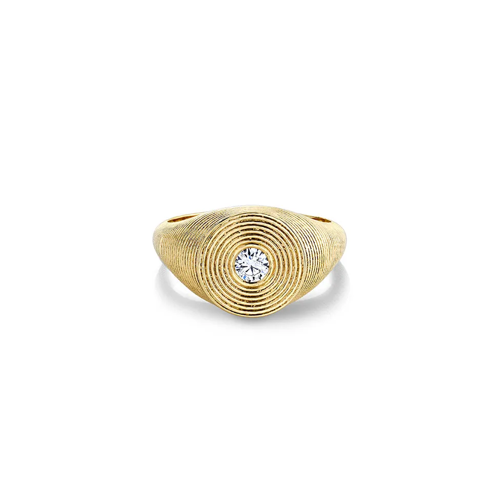 Gold & Diamond Large Fluted Signet Ring sold by Sydney Evan product image thumbnail 3