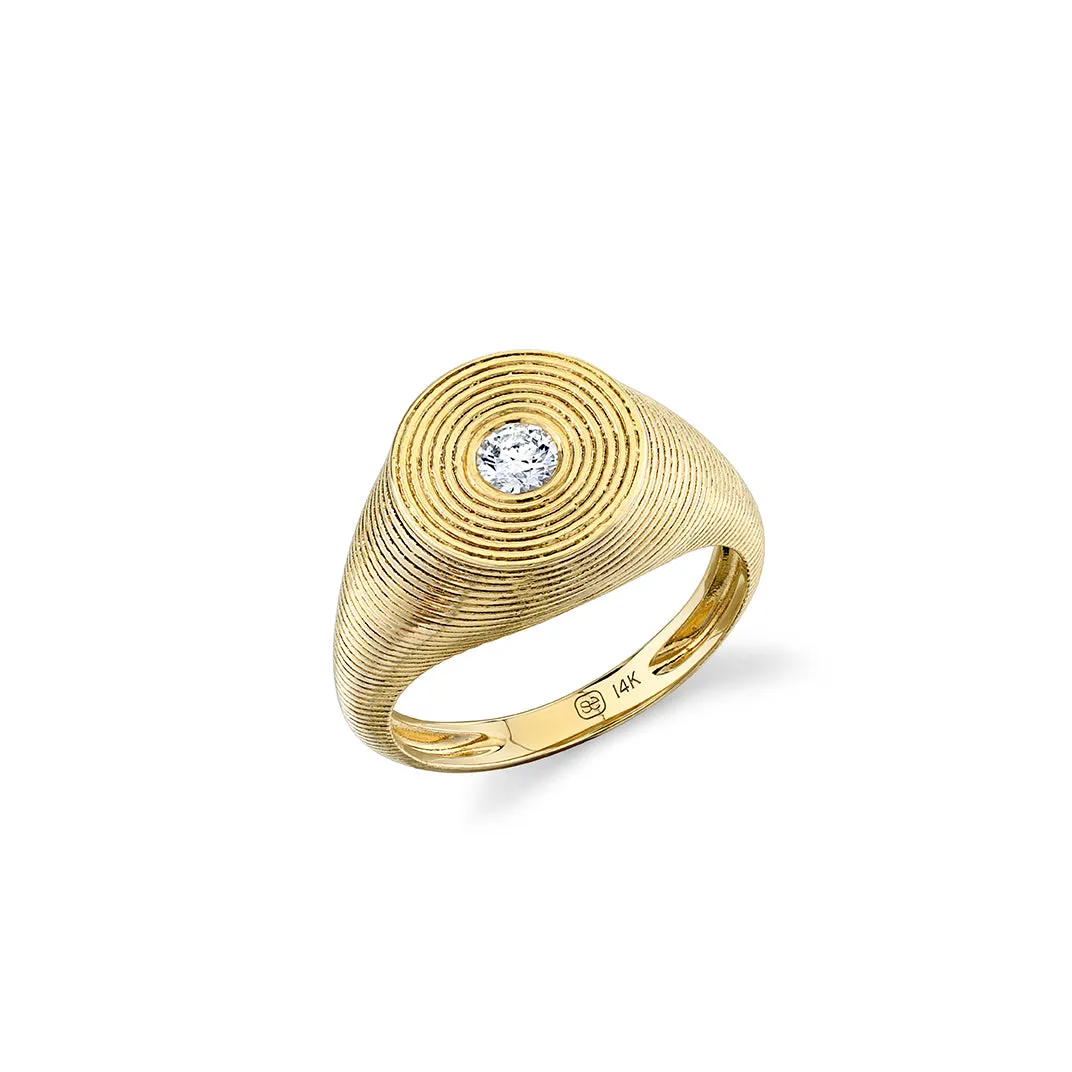 Gold & Diamond Large Fluted Signet Ring sold by Sydney Evan