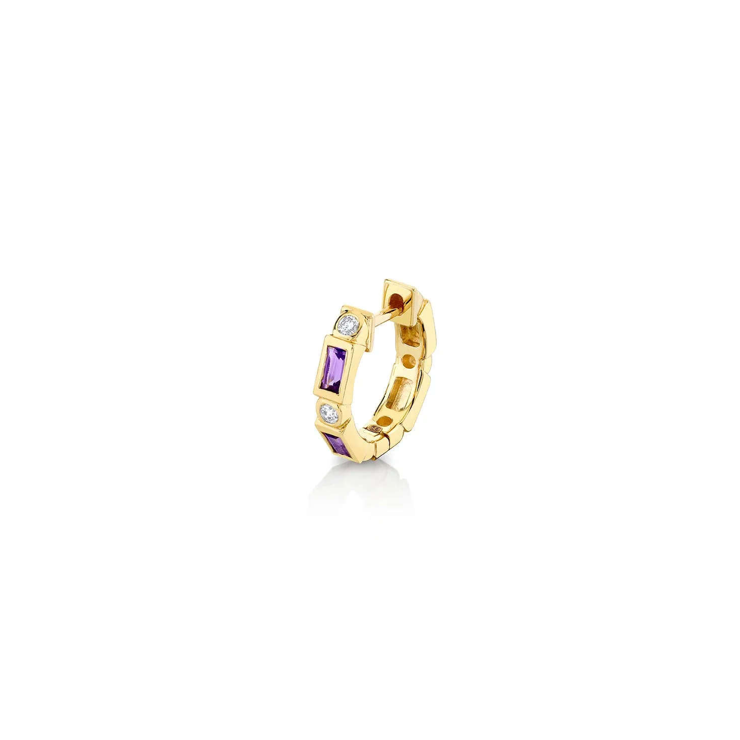 Gold & Gemstone Baguette & Bezel Huggies sold by Sydney Evan product image thumbnail 5