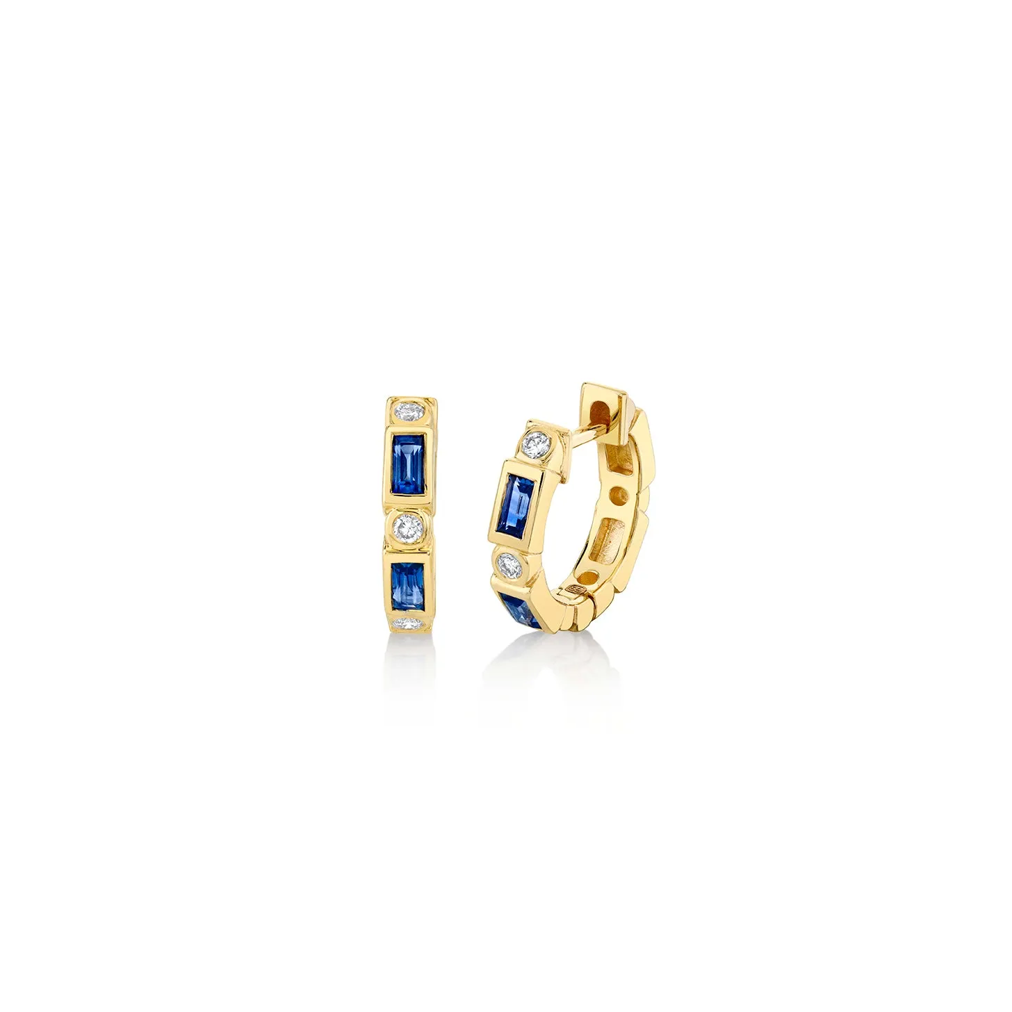 Gold & Gemstone Baguette & Bezel Huggies sold by Sydney Evan product image thumbnail 4