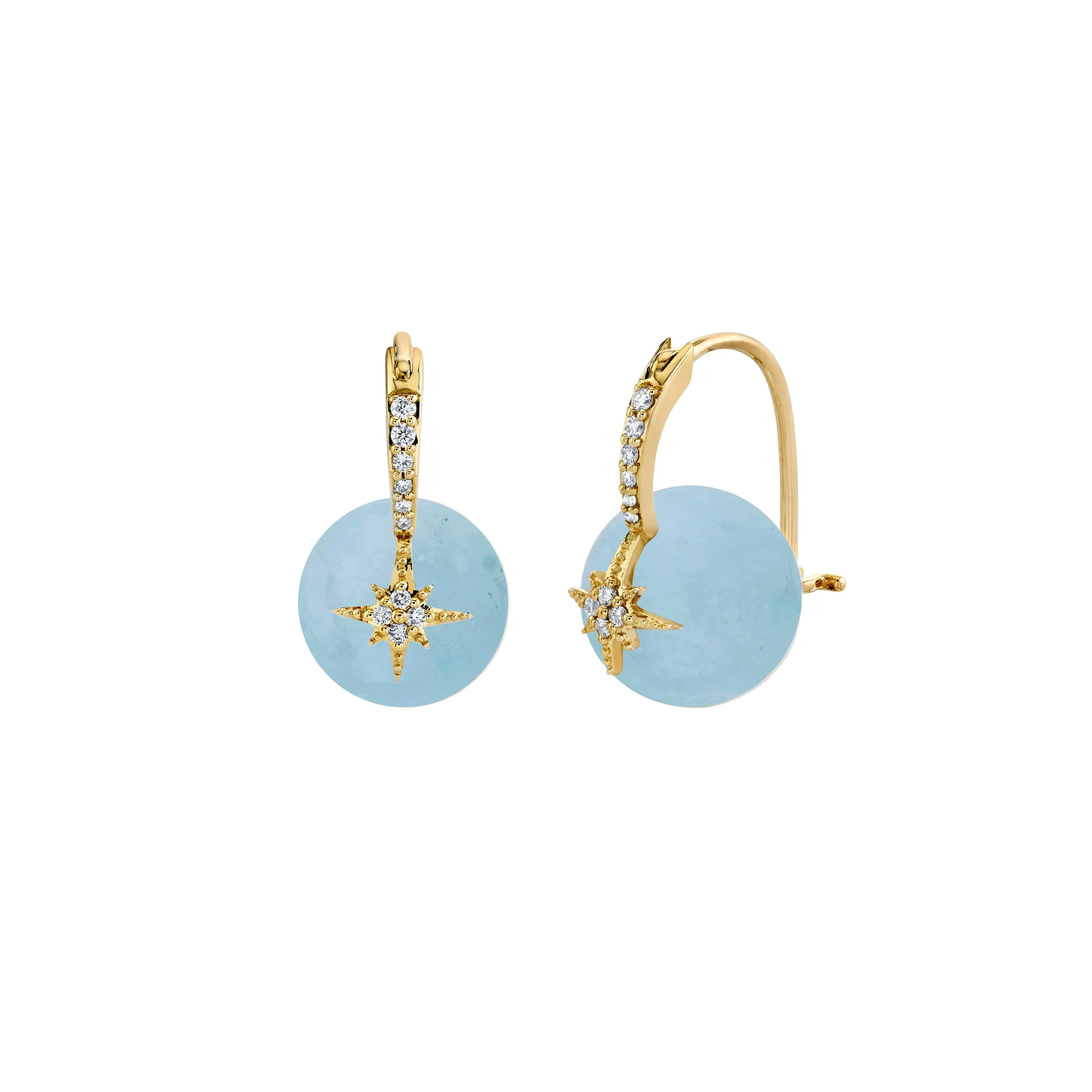 Gold & Diamond Starburst Aquamarine Earrings sold by Sydney Evan product image thumbnail 4
