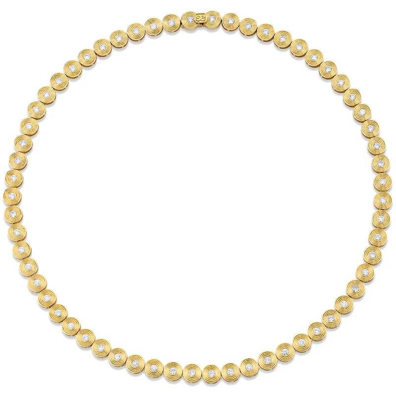 Gold & Diamond Small Fluted Eternity Necklace made by Sydney Evan