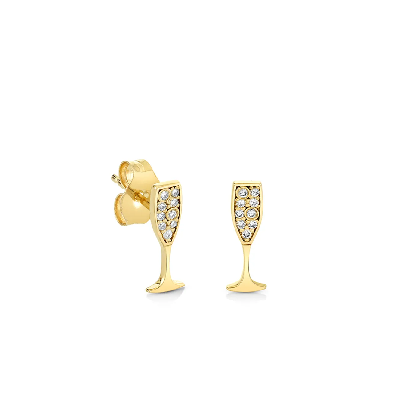 Gold & Diamond Champagne Glass Stud sold by Sydney Evan